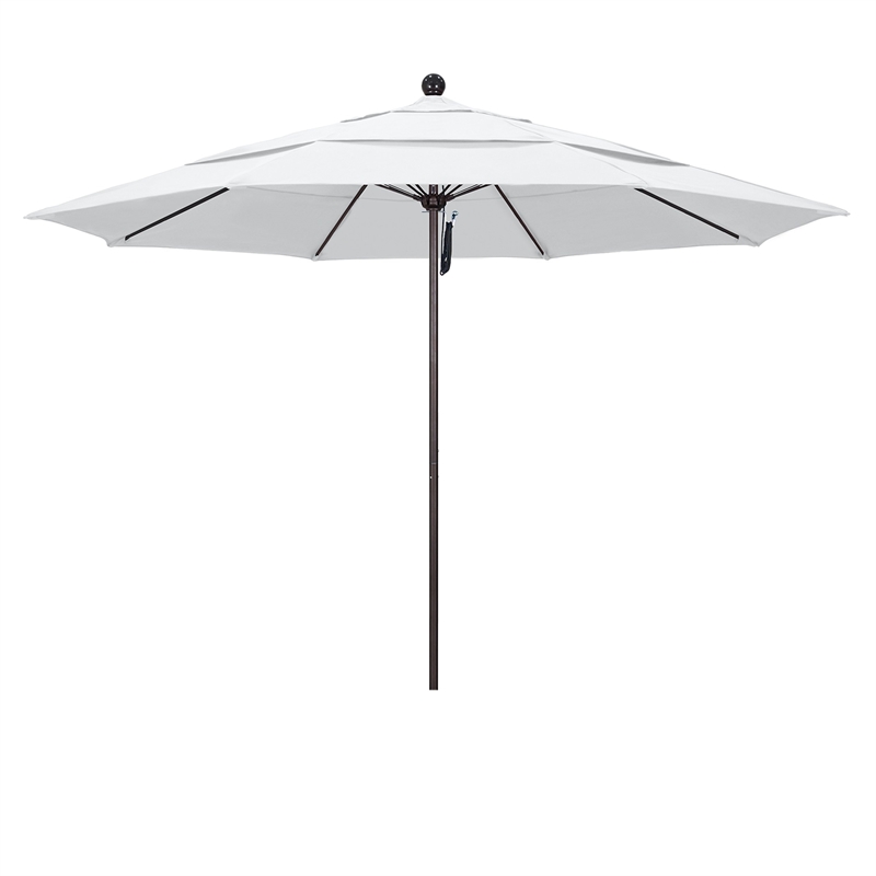 California Umbrella Venture 11' Bronze Market Umbrella in White
