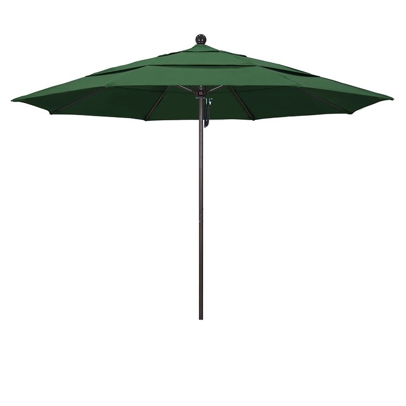 California Umbrella Venture 11' Bronze Market Umbrella in Green