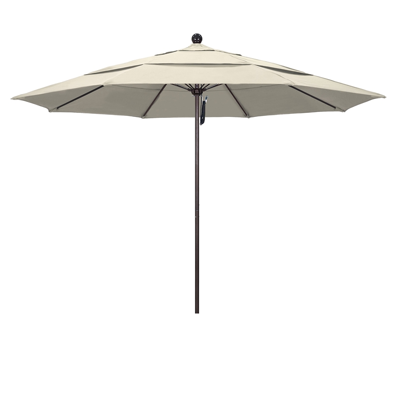 California Umbrella Venture 11' Bronze Market Umbrella in Beige