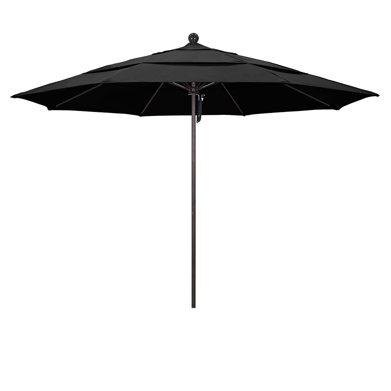California Umbrella Venture 11' Bronze Market Umbrella in Black