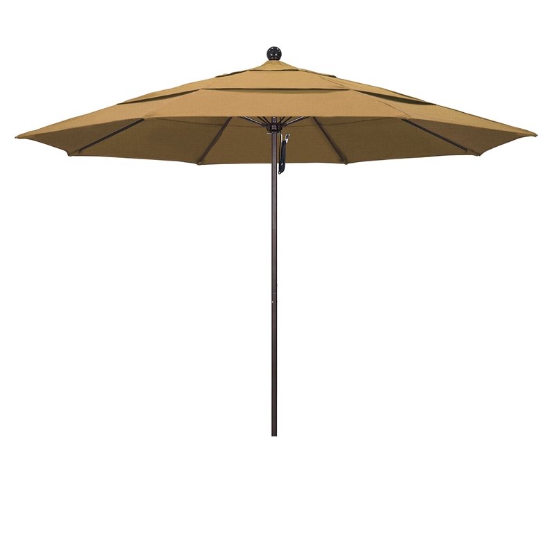 California Umbrella Venture 11' Bronze Market Umbrella in Straw