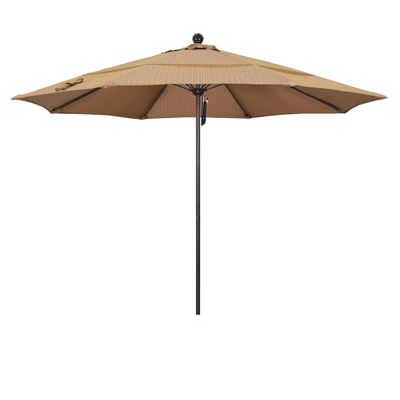 California Umbrella Venture 11' Bronze Market Umbrella in Sequoia