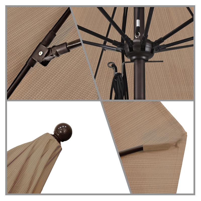 California Umbrella Venture 11' Bronze Market Umbrella in Sequoia