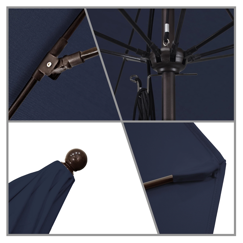 California Umbrella Venture 11' Bronze Market Umbrella in Navy Blue