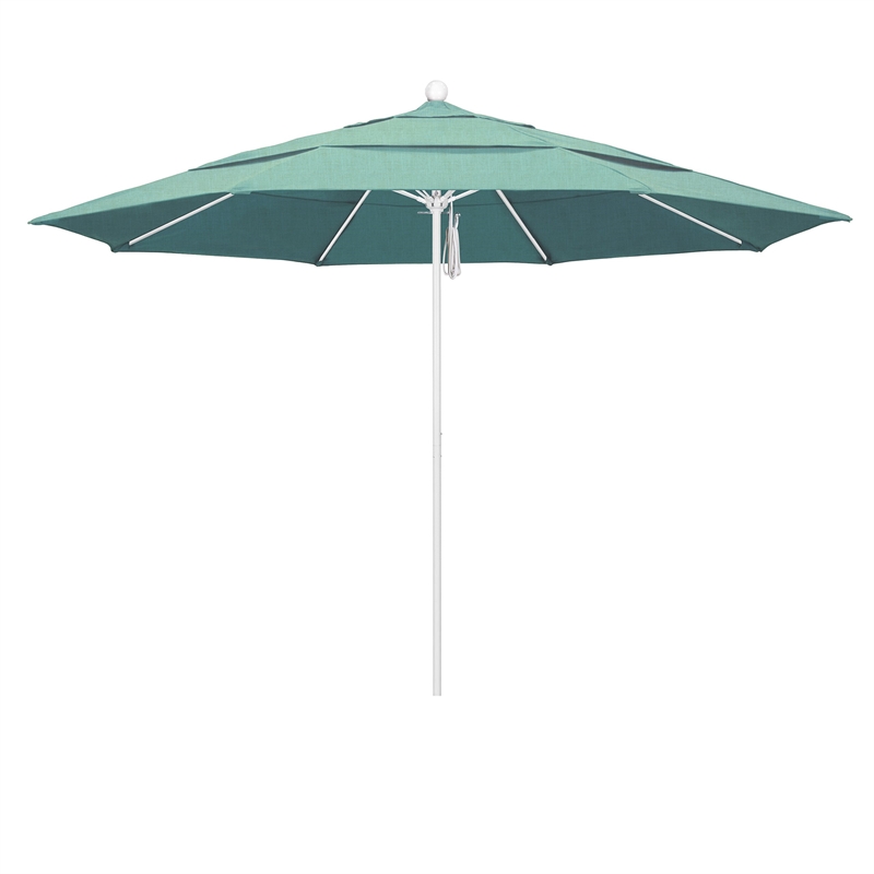 California Umbrella Venture 11' White Market Umbrella in Mist