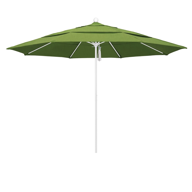 California Umbrella Venture 11' White Market Umbrella in Cilantro
