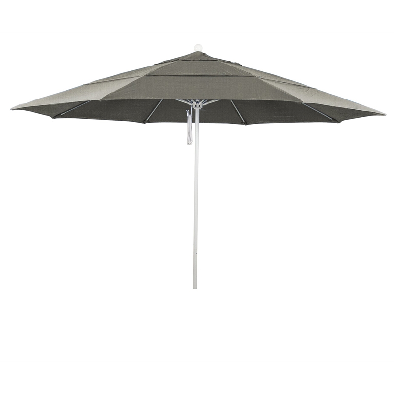 California Umbrella Venture 11' White Market Umbrella in Dove