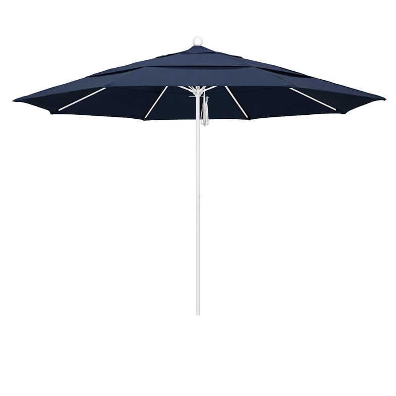 California Umbrella Venture 11' White Market Umbrella in Indigo