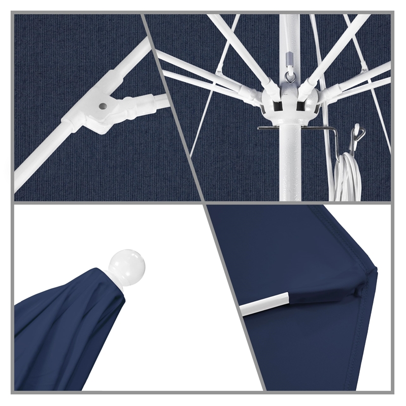 California Umbrella Venture 11' White Market Umbrella in Indigo