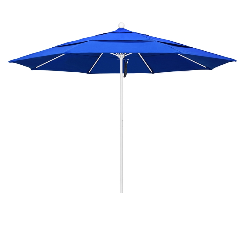 California Umbrella Venture 11' White Market Umbrella in Blue