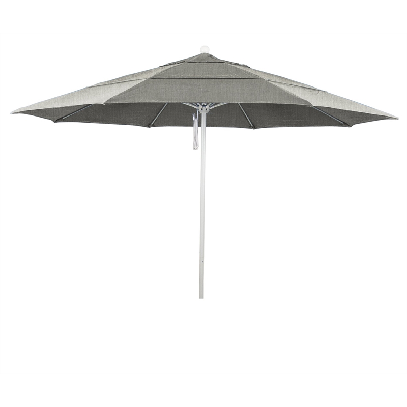 California Umbrella Venture 11' White Market Umbrella in Granite