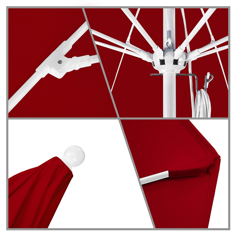 California Umbrella Venture 11' White Market Umbrella in Jockey Red