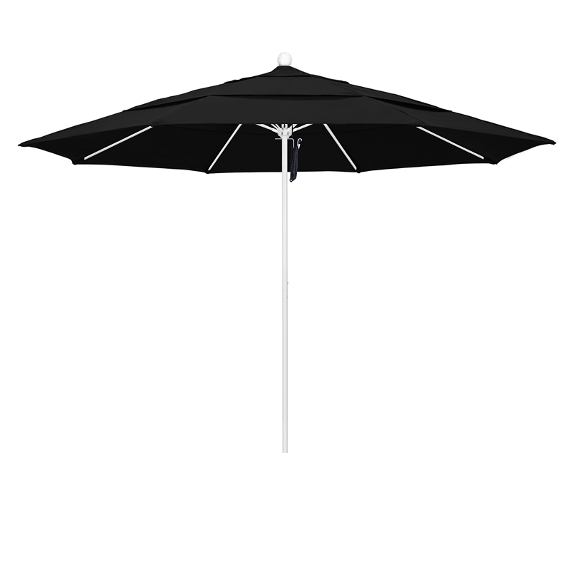 California Umbrella Venture 11' White Market Umbrella in Black