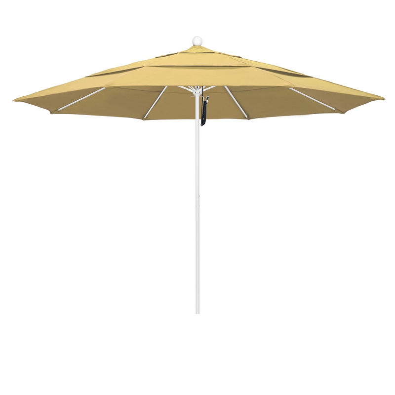 California Umbrella Venture 11' White Market Umbrella in Wheat
