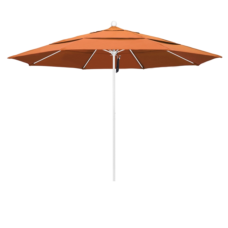 California Umbrella Venture 11' White Market Umbrella in Tuscan
