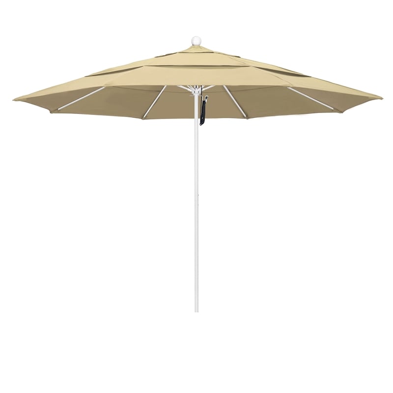 California Umbrella Venture 11' White Market Umbrella in Beige