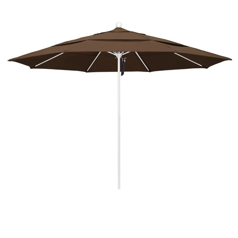 California Umbrella Venture 11' White Market Umbrella in Cocoa