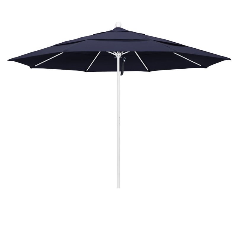 California Umbrella Venture 11' White Market Umbrella in Navy