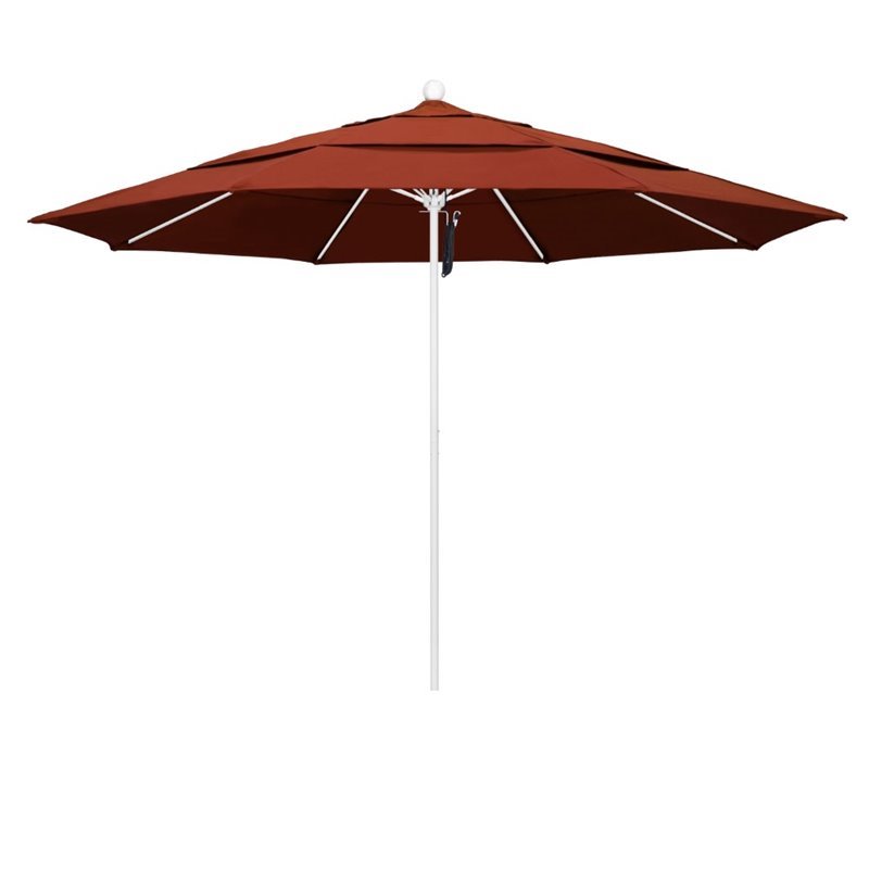 California Umbrella Venture 11' White Market Umbrella in Terracotta