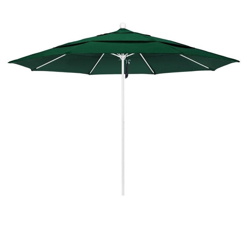 California Umbrella Venture 11' White Market Umbrella in Green