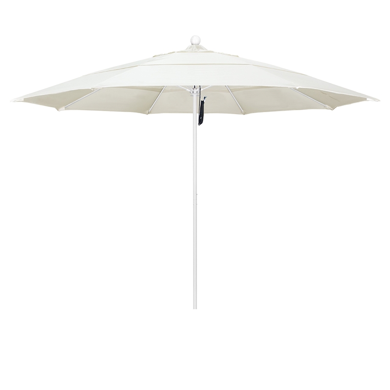 California Umbrella Venture 11' White Market Umbrella in Canvas