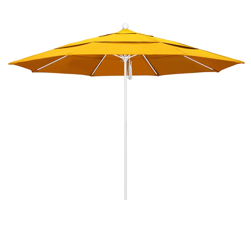 California Umbrella Venture 11' White Market Umbrella in Yellow