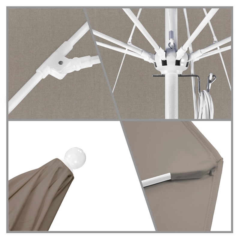 California Umbrella Venture 11' White Market Umbrella in Taupe