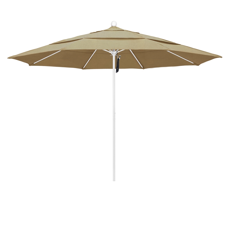 California Umbrella Venture 11' White Market Umbrella in Heather