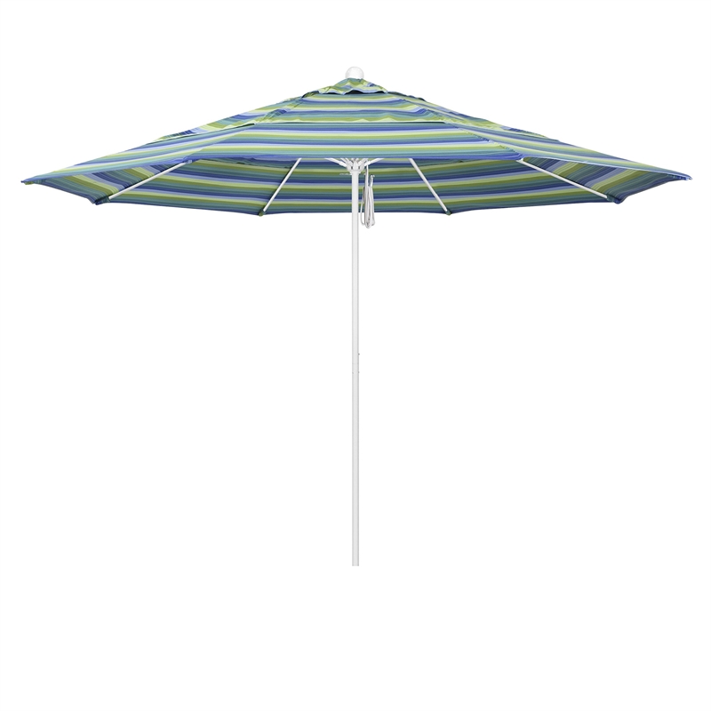 California Umbrella Venture 11' White Market Umbrella in Seaside