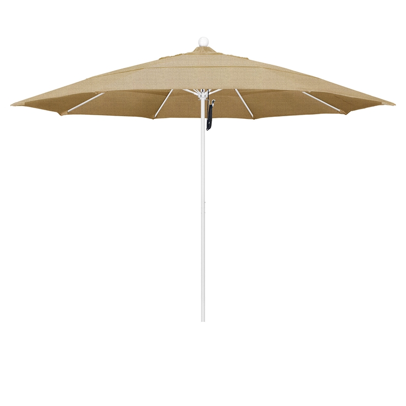 California Umbrella Venture 11' White Market Umbrella in Linen