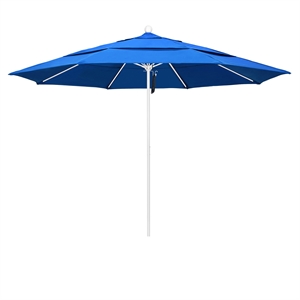 California Umbrella Venture 11' White Market Umbrella in Royal Blue