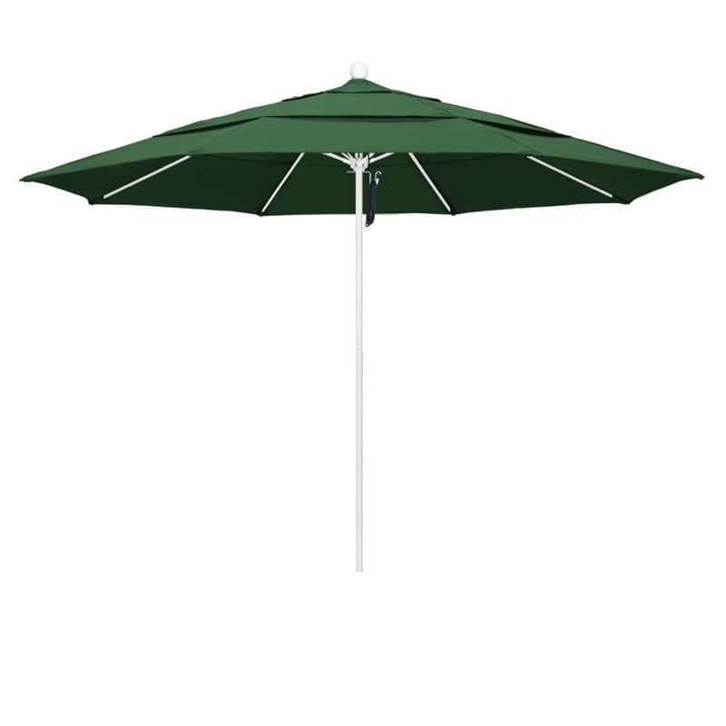 California Umbrella Venture 11' White Market Umbrella in Green