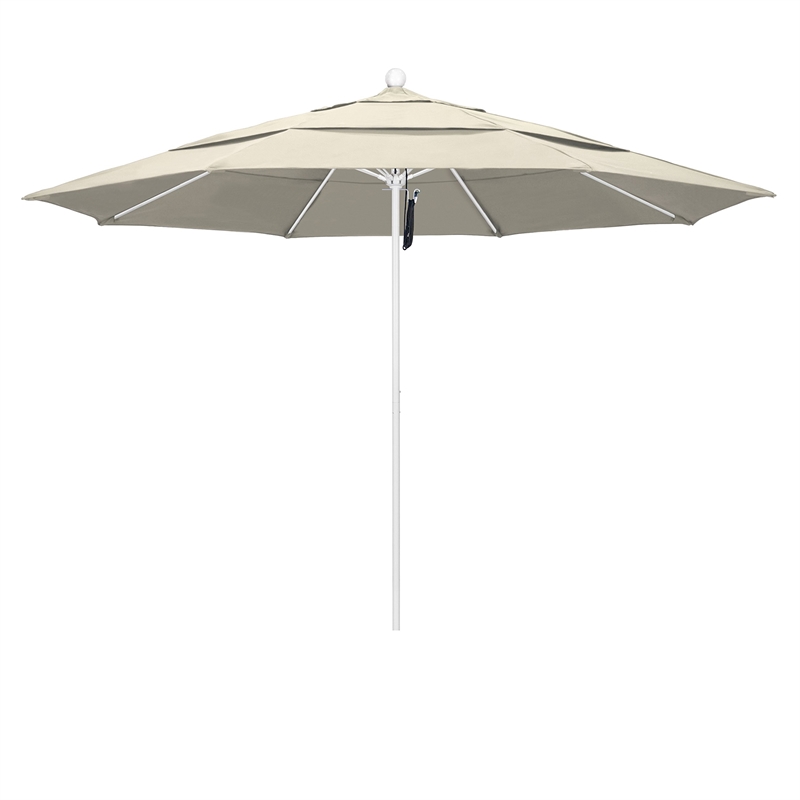 California Umbrella Venture 11' White Market Umbrella in Beige