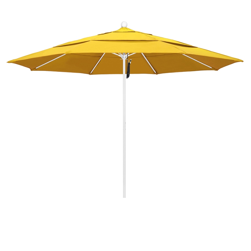 California Umbrella Venture 11' White Market Umbrella in Lemon