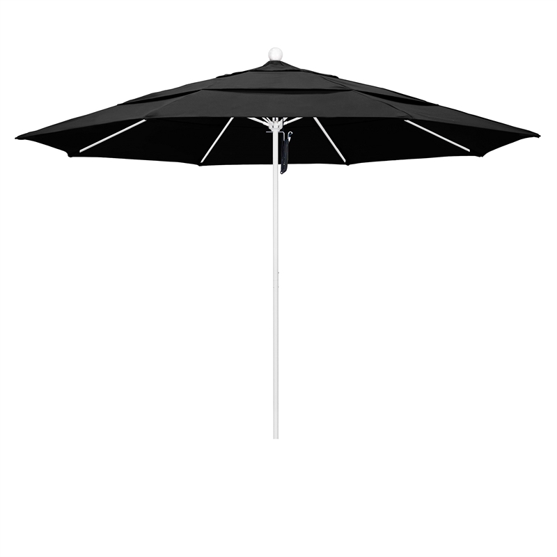 California Umbrella Venture 11' White Market Umbrella in Black
