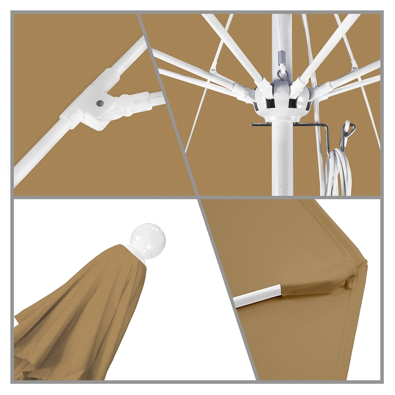 California Umbrella Venture 11' White Market Umbrella in Straw