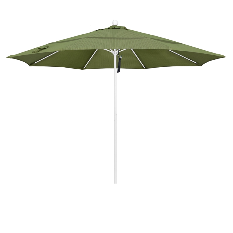 California Umbrella Venture 11' White Market Umbrella in Fern
