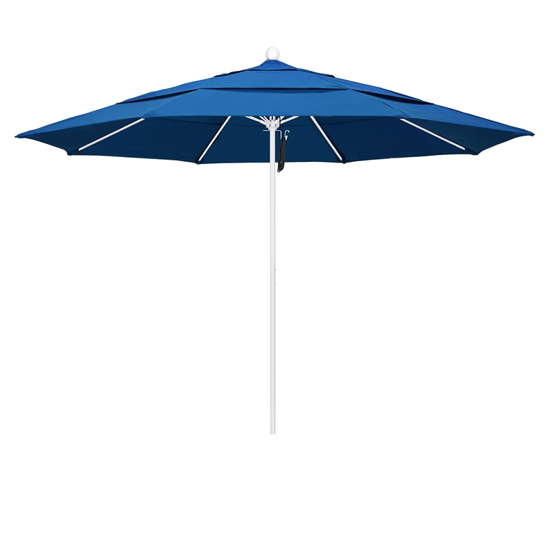 California Umbrella Venture 11' White Market Umbrella in Blue