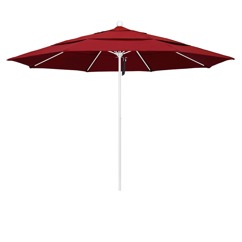 California Umbrella Venture 11' White Market Umbrella in Red