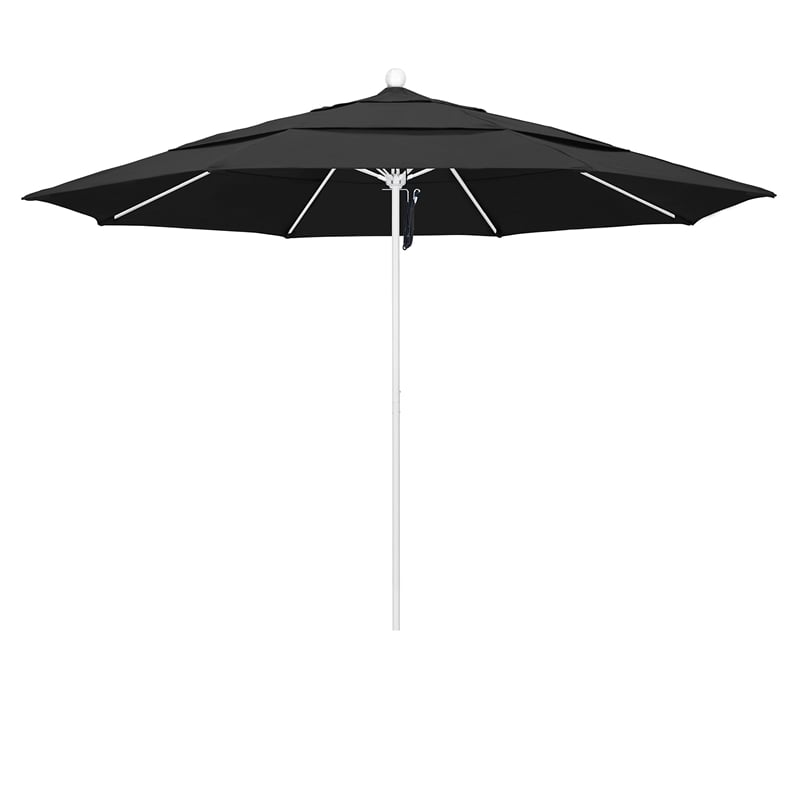 California Umbrella Venture 11' White Market Umbrella in Black