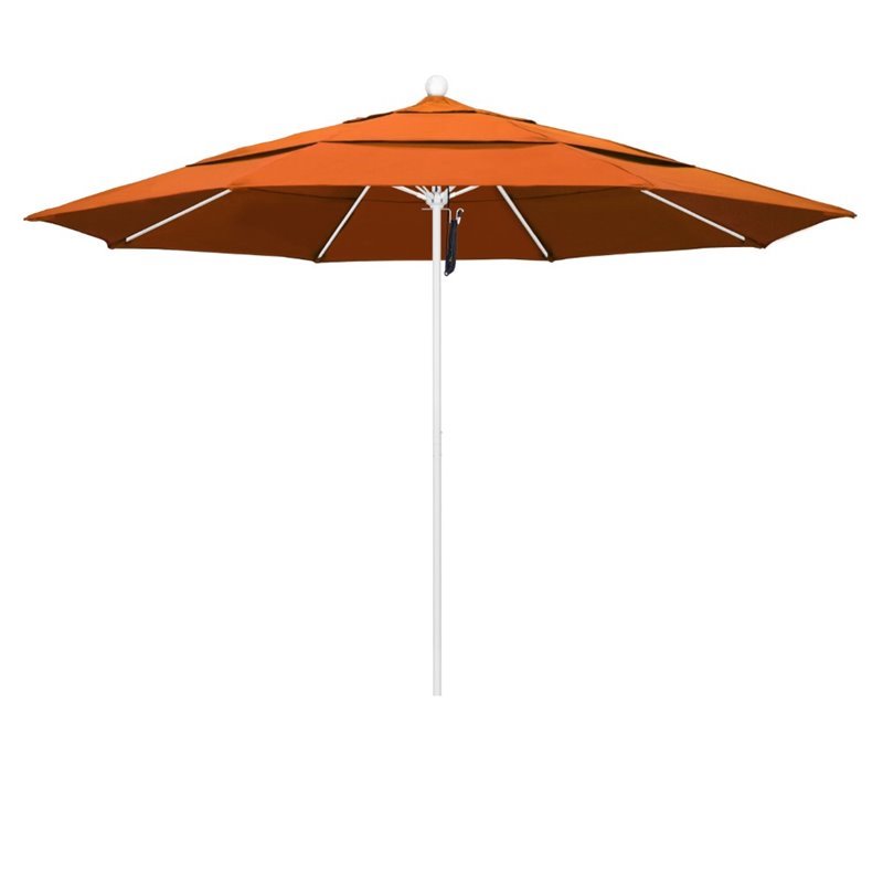 California Umbrella Venture 11' White Market Umbrella in Tuscan