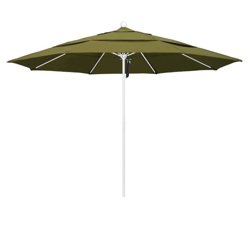 California Umbrella Venture 11' White Market Umbrella in Palm