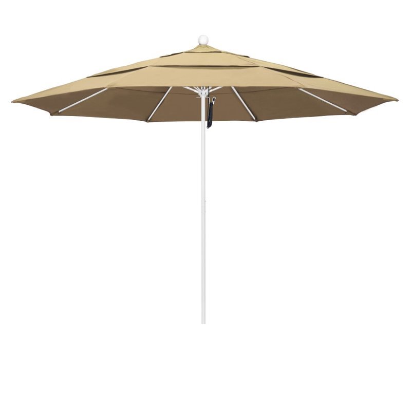 California Umbrella Venture 11' White Market Umbrella in Beige