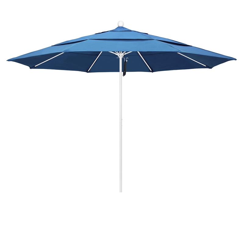 California Umbrella Venture 11' White Market Umbrella in Capri