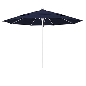 California Umbrella Venture 11' White Market Umbrella in Navy Blue