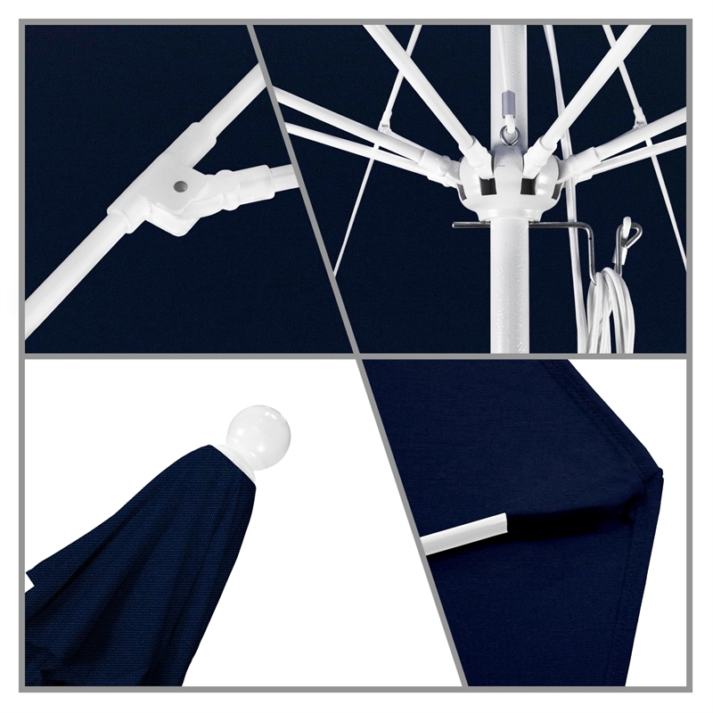 California Umbrella Venture 11' White Market Umbrella in Navy Blue