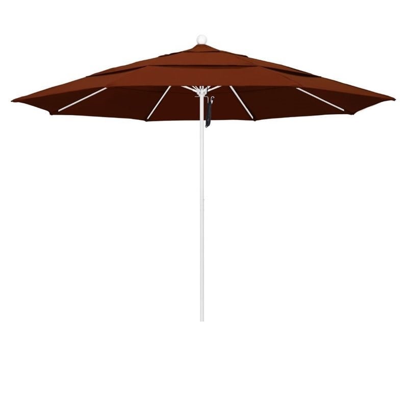California Umbrella Venture 11' White Market Umbrella in Brick