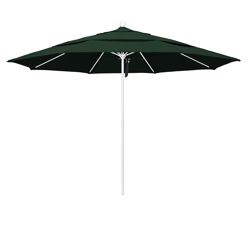 California Umbrella Venture 11' White Market Umbrella in Green