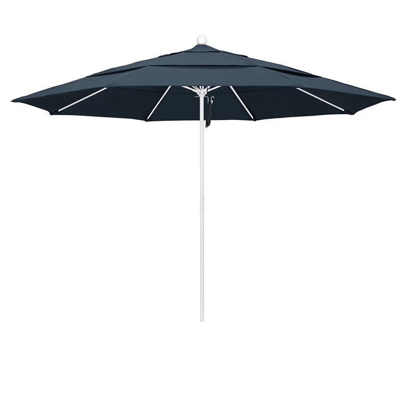 California Umbrella Venture 11' White Market Umbrella in Sapphire