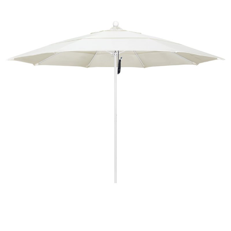 California Umbrella Venture 11' White Market Umbrella in Canvas